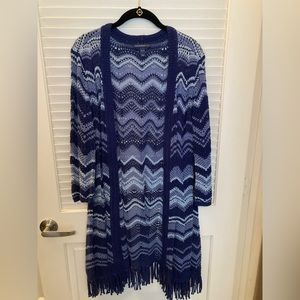 Pre-Loved Isaac Mizrahi Open Front Cardigan/Duster With Fringes